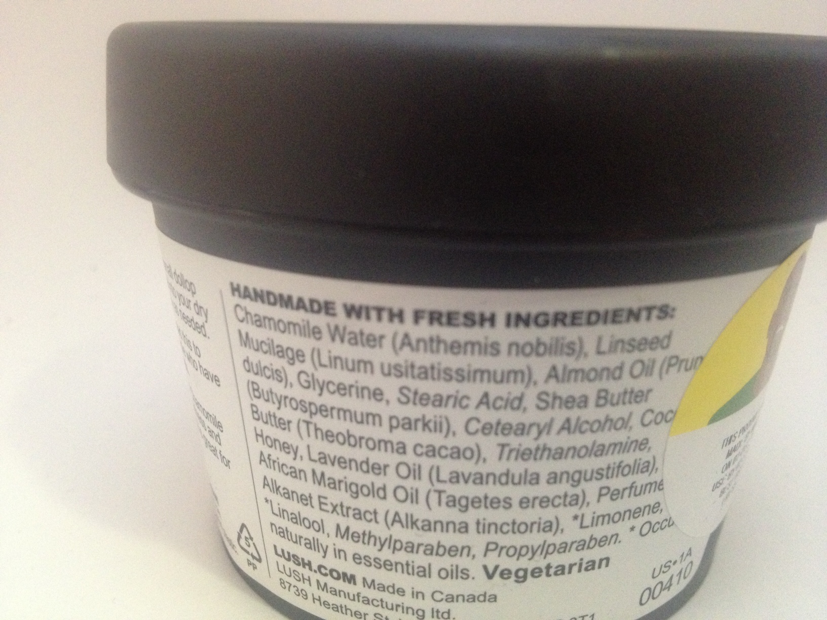 LUSH Helping Hands Cream Ingredients