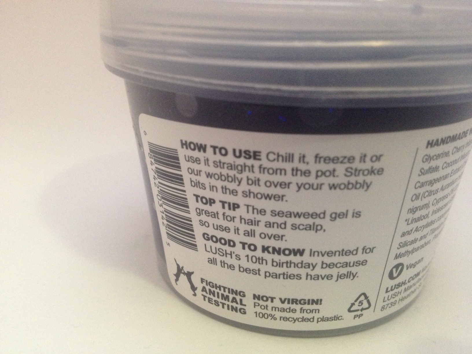 LUSH Cosmetics Sweetie Pie Shower Jelly Directions