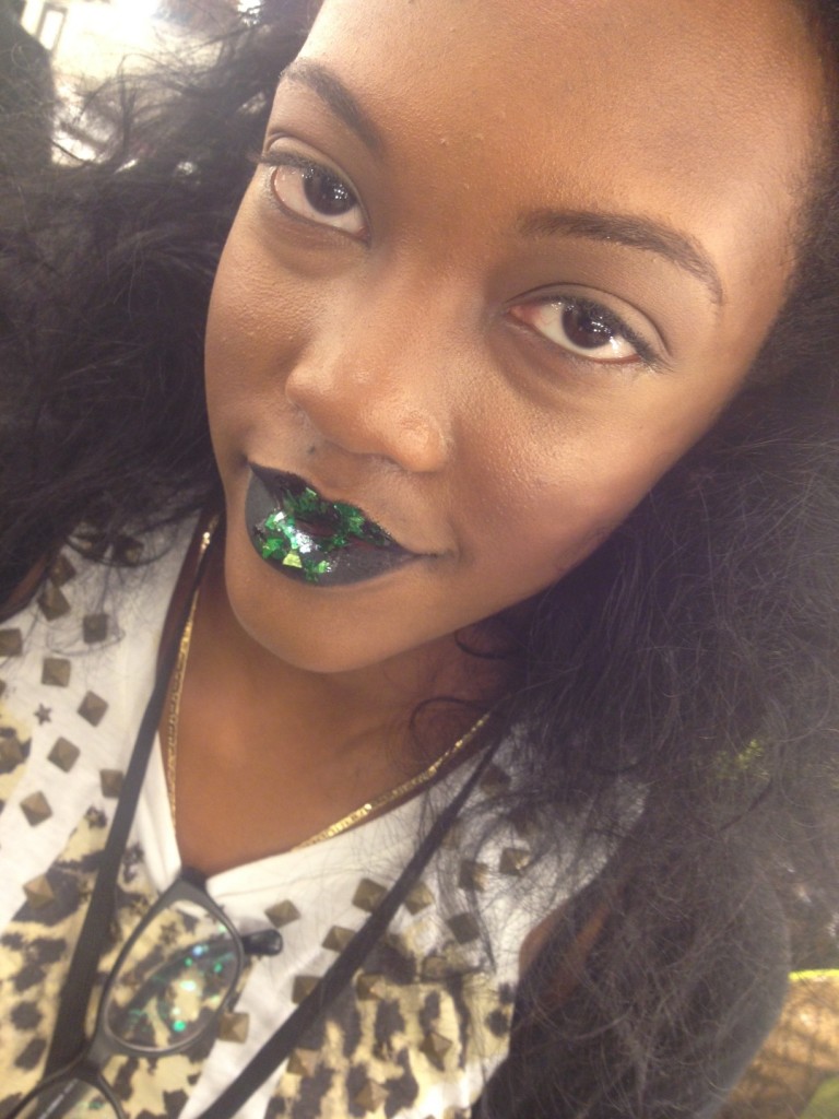 Metallic Green lip I did on one of Kimberly Goldson's mode's